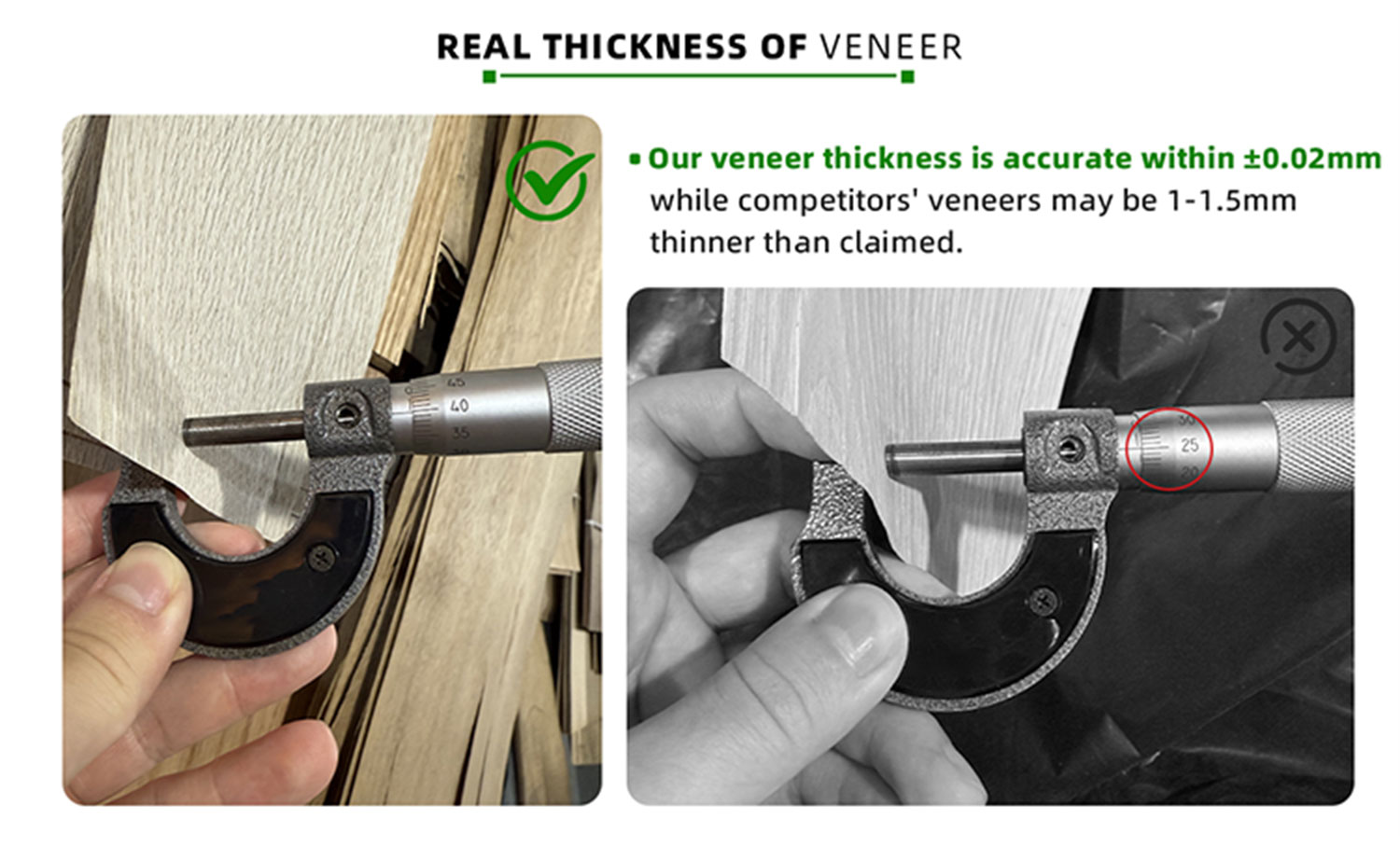 REAL THICKNESS OFVENEER