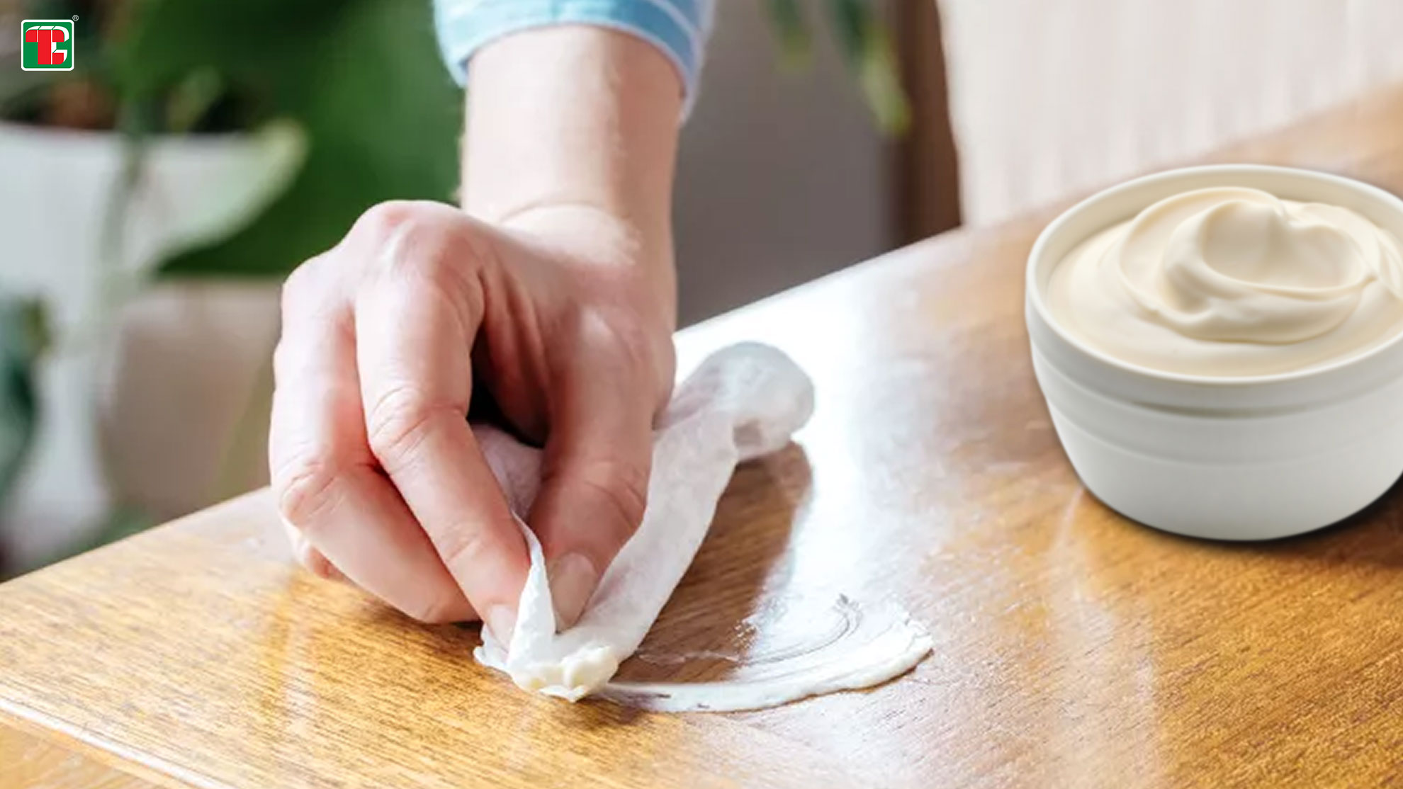 using Mayonnaise to remove water stain from wood 